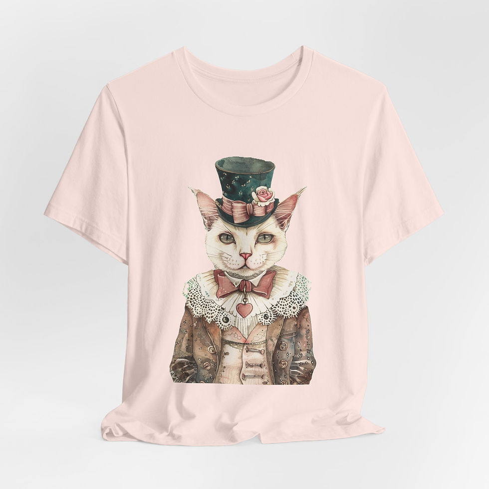 Thumbnail: Victorian Cat Art T-Shirt Shabby Male Kitty Expressive Artistic Cat Lover Gift