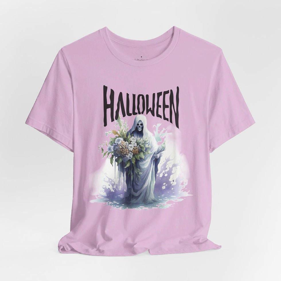 Thumbnail: Creepy Halloween T-Shirt Spooky Zombie Reaper Skeleton Art Tee Trendy Apparel