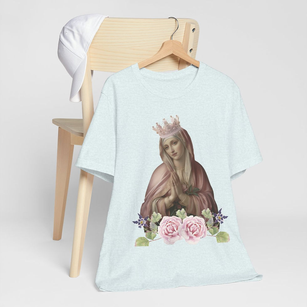 Thumbnail: Crowned Virgin Mary T-Shirt Religious Faith Art Tee Ave Maria Catholic Gifts