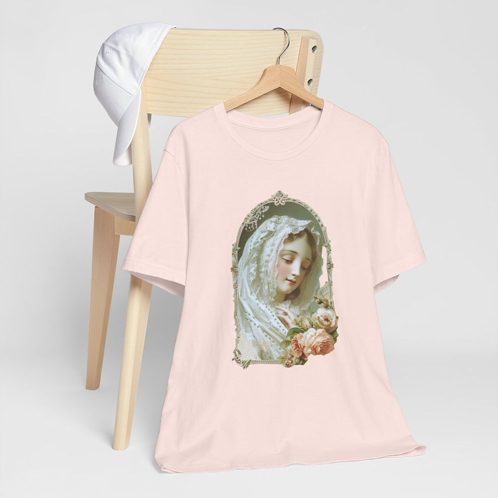 Thumbnail: Shabby Religious T-Shirt Virgin Mary Art Tee Thoughtful Catholic Gifts of Faith