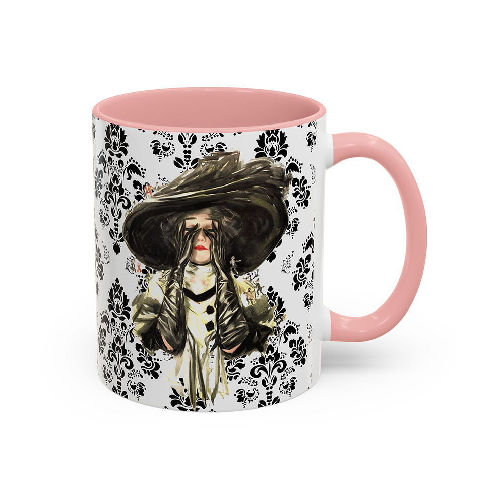 Thumbnail: Vintage Style Coffee Mug with Vintage Edwardian Woman Elegant French Fashion