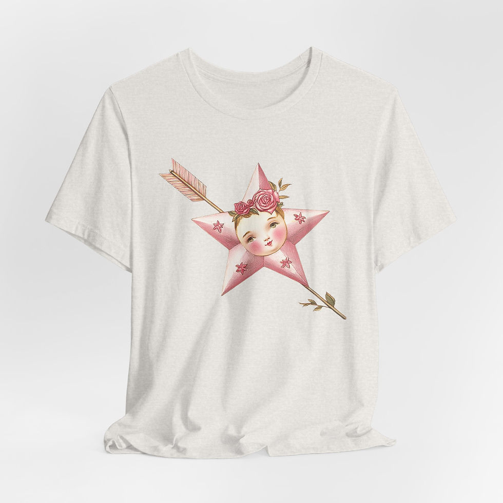 Thumbnail: Shabby Cherub Art T-Shirt Valentine's Day Pink Cupid Expressive Artistic Gift