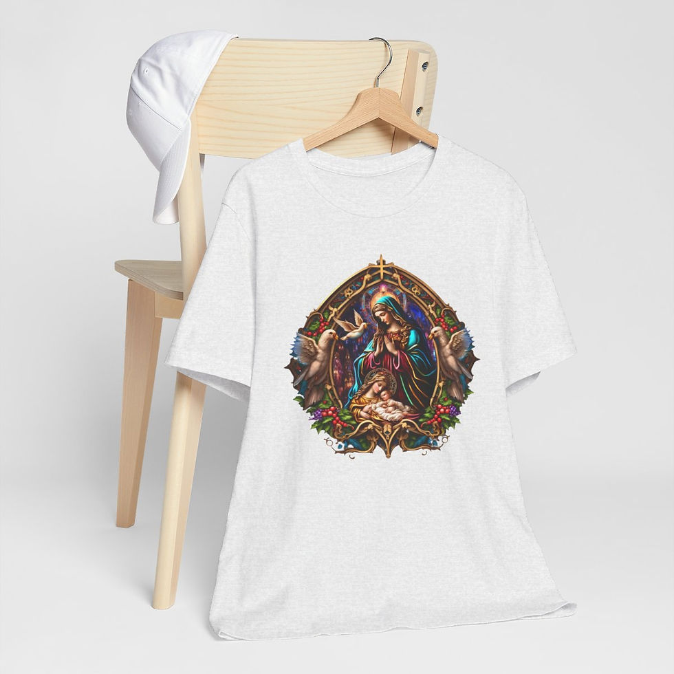 Thumbnail: Artistic Religious T-Shirt Virgin Mary Madonna and Child Wearable Art Gifts