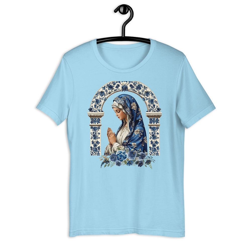 Thumbnail: Artistic Virgin Mary T-Shirt Catholic Faith Wearable Art French Mother Mary Tee