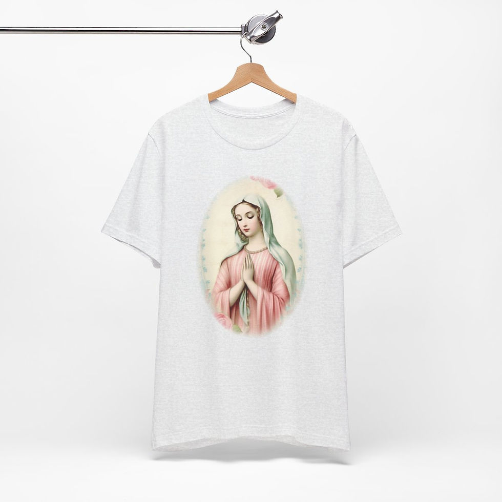 Thumbnail: Virgin Mary T-Shirt Shabby French Madonna Ave Maria Art Tee Catholic Faith Gifts