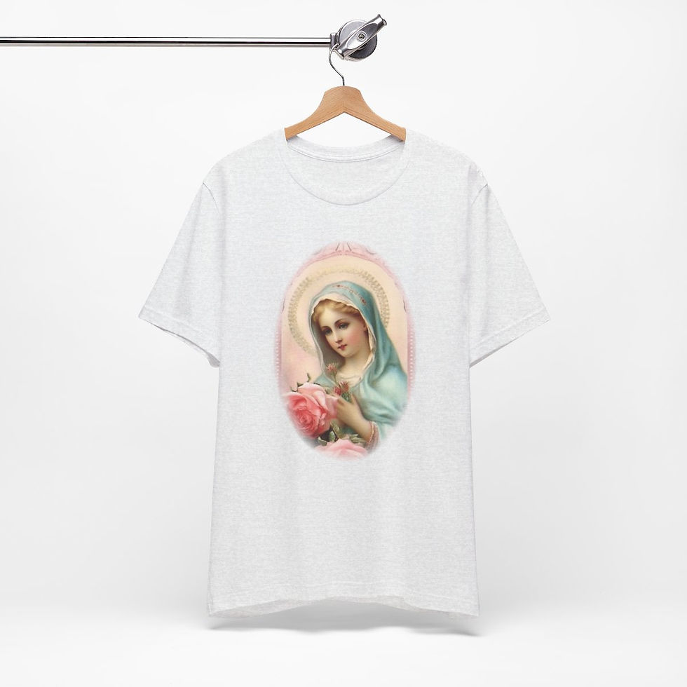 Thumbnail: Virgin Mary T-Shirt Shabby French Madonna Ave Maria Art Tee Catholic Faith Gifts