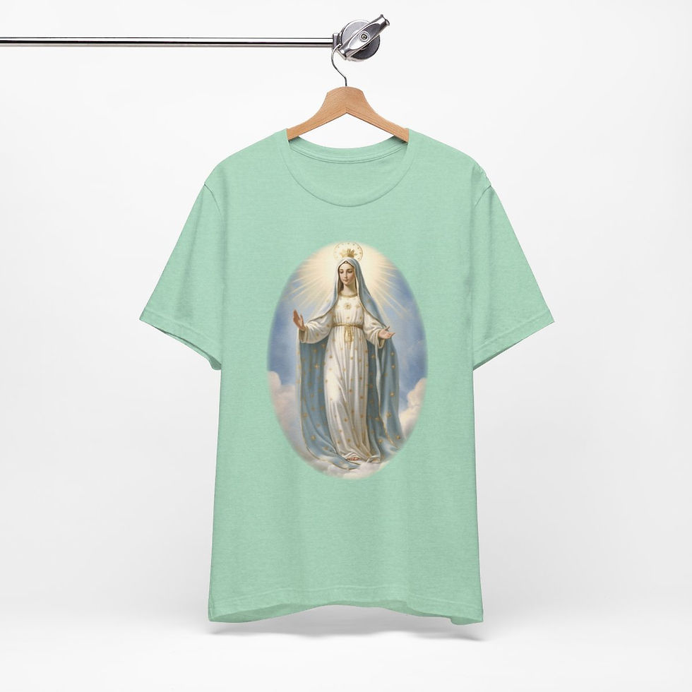 Thumbnail: Virgin Mary T-Shirt Our Lady of Grace Ave Maria Art Tee Catholic Faith Gift