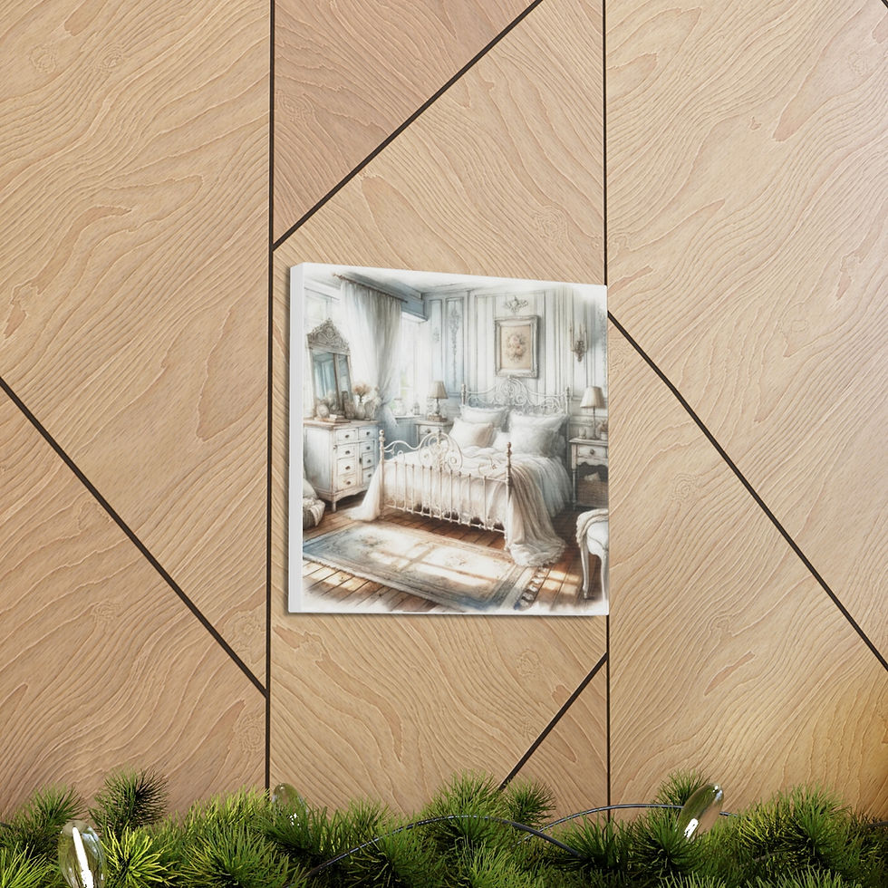 Thumbnail: French Country Canvas Art Romantic Print Shabby Cottage White Bedroom Decor