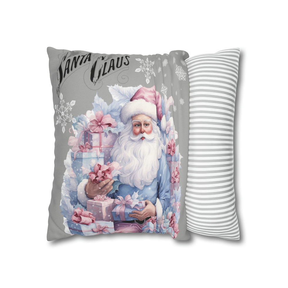 Thumbnail: Vintage Christmas Decor Artistic Throw Pillow cover Shabby French Santa Claus