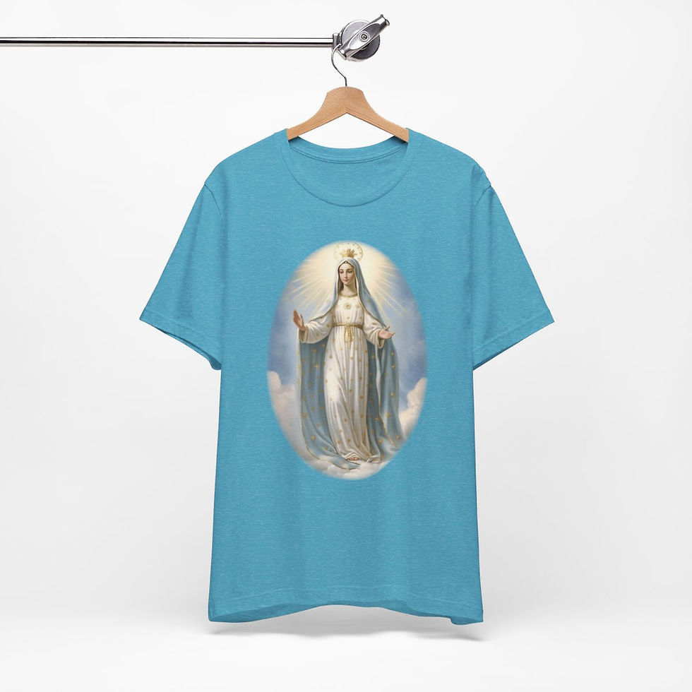 Thumbnail: Virgin Mary T-Shirt Our Lady of Grace Ave Maria Art Tee Catholic Faith Gift