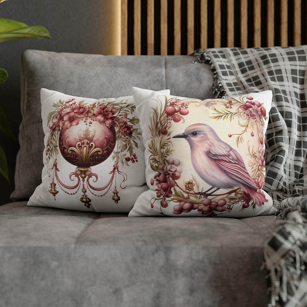 Thumbnail: Shabby Christmas Bird Throw Pillow cover French Victorian Holiday Decor