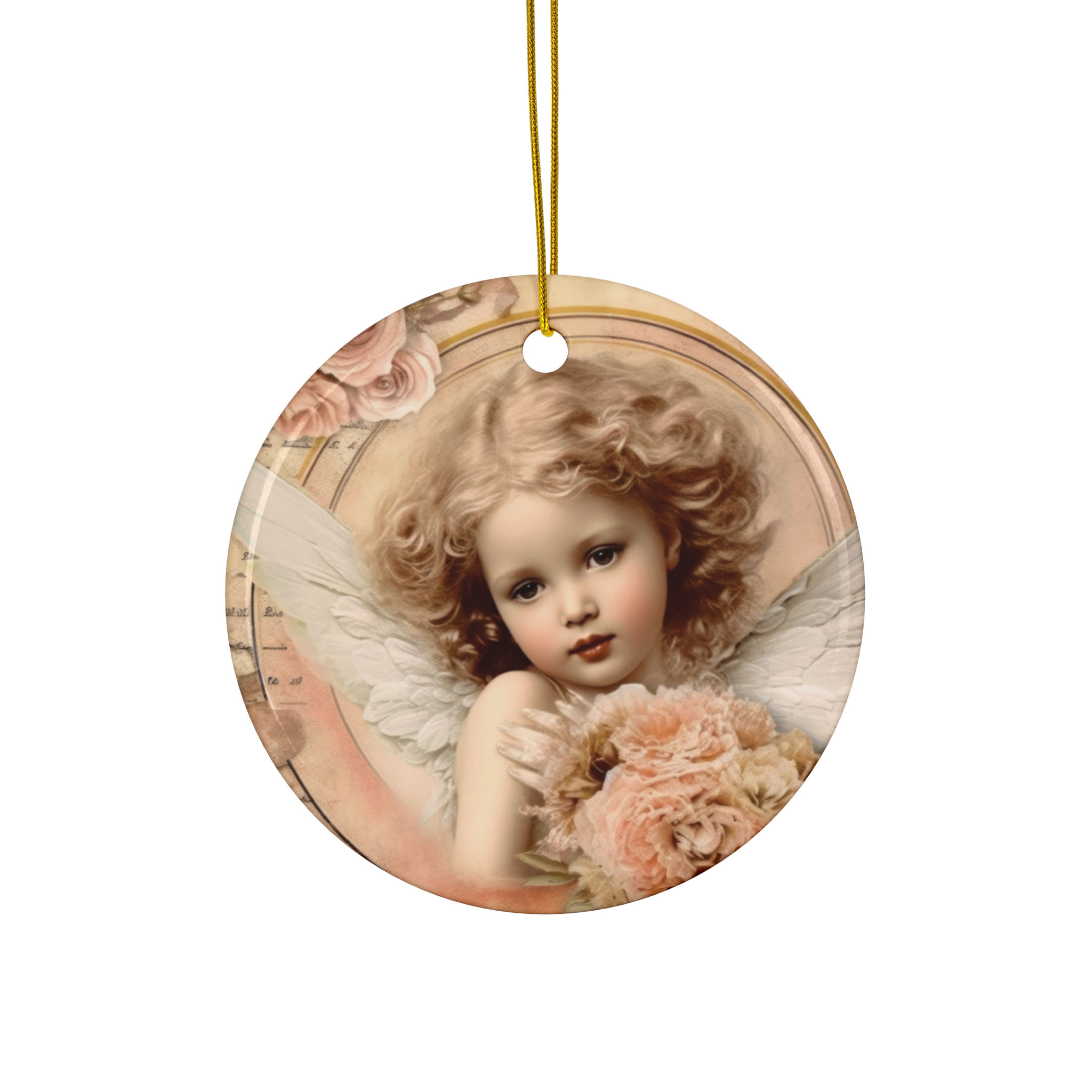 Shabby Victorian Angel - Ceramic Ornament - Cottage Home Decor - Wall Accents