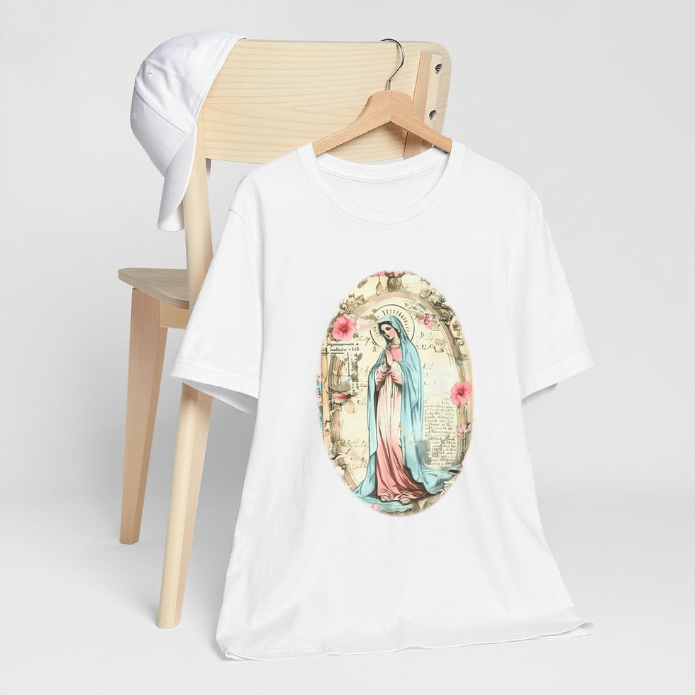 Thumbnail: Vintage Virgin Mary T-Shirt Shabby Pink Apparel Religious Art Tee Catholic Gift