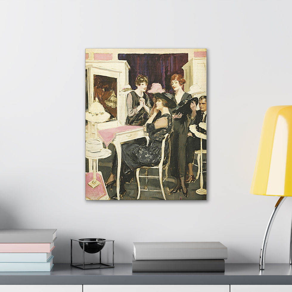 Thumbnail: Canvas Art Victorian Women Hat Shop French Fashion Wall Decor Clarence Underwood
