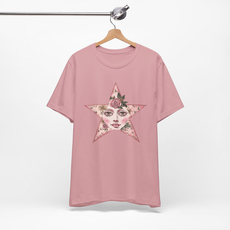 Thumbnail: Celestial Star Art T-Shirt Shabby Pink Trendy Personal Expressive Artistic Gift