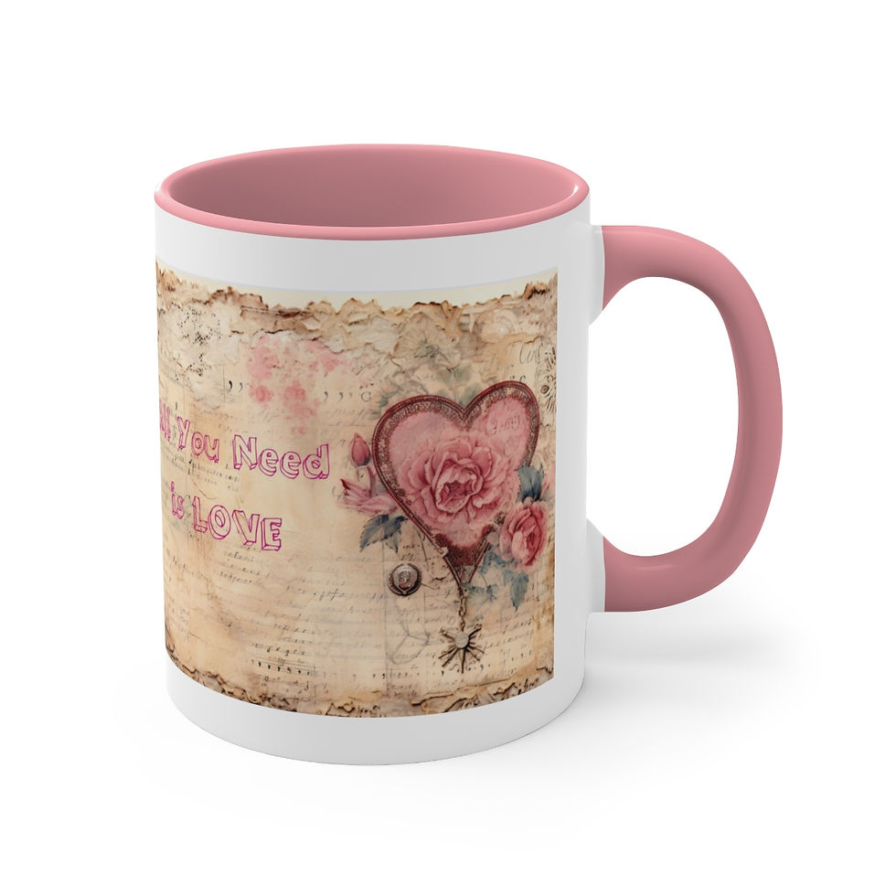 Thumbnail: Shabby Coffee Mug All You Need is Love Vintage Valentine's Mug Thoughtful gifts