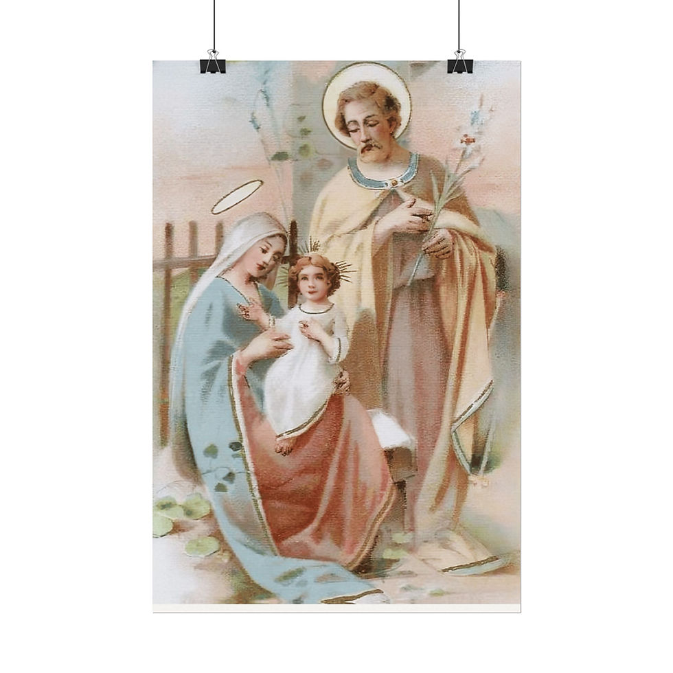 Thumbnail: Catholic Art Holy Family Virgin Mary St. Joseph Jesus Christian Textured Print