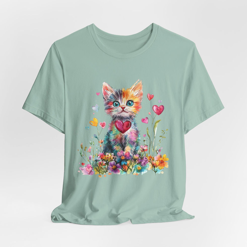 Thumbnail: Artistic Cat T-Shirt Shabby Boho Kitten Art Hippie Cat Lover Gift