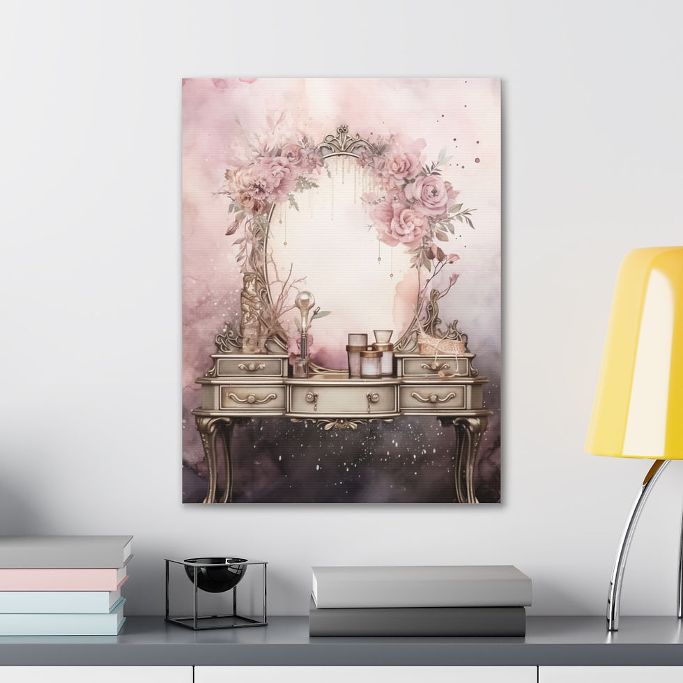Thumbnail: Elegant Canvas Art Shabby French Cottage Decor Victorian Pink Roses Vanity