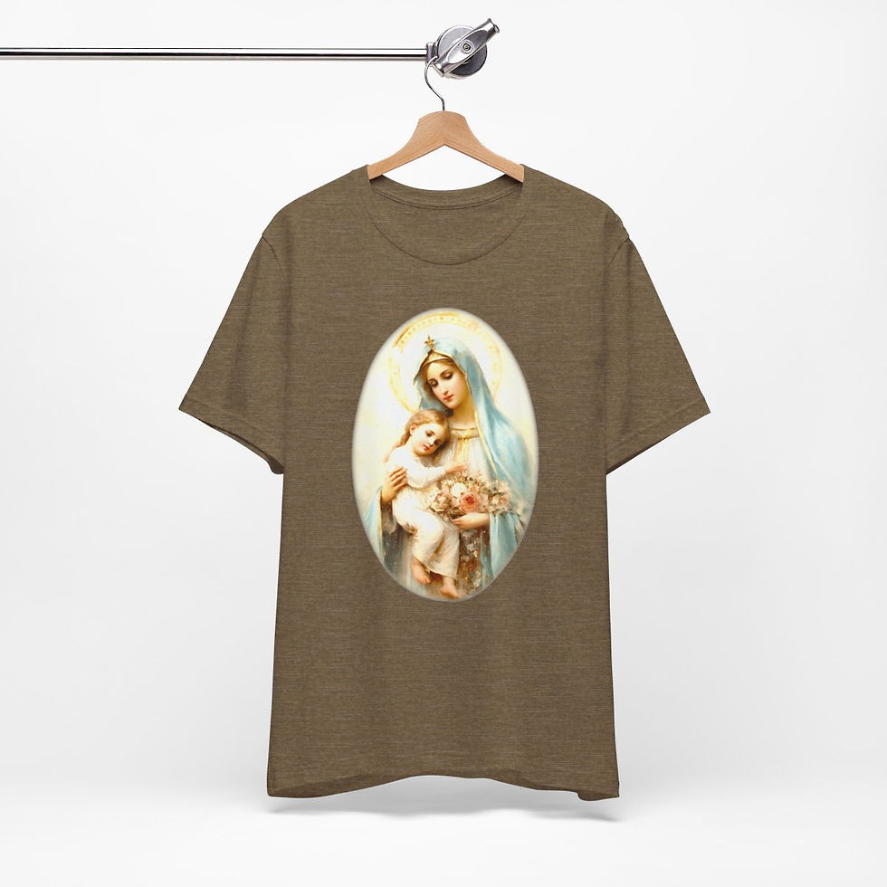 Thumbnail: Virgin Mary T-Shirt Madonna and Child Religious Faith Art Tee Catholic Gifts