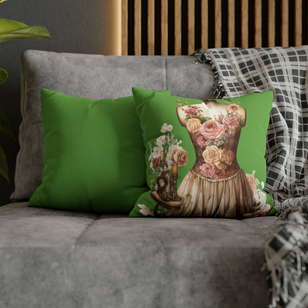 Thumbnail: Green Artistic Throw Pillow cover Shabby French Victorian Roses Nostalgic decor