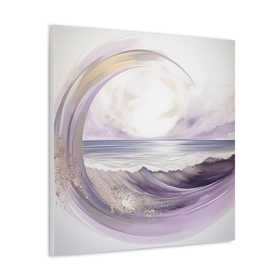 Thumbnail: Abstract Seashore Waves Canvas Art Artistic Modern Beach Sunset Watercolor 