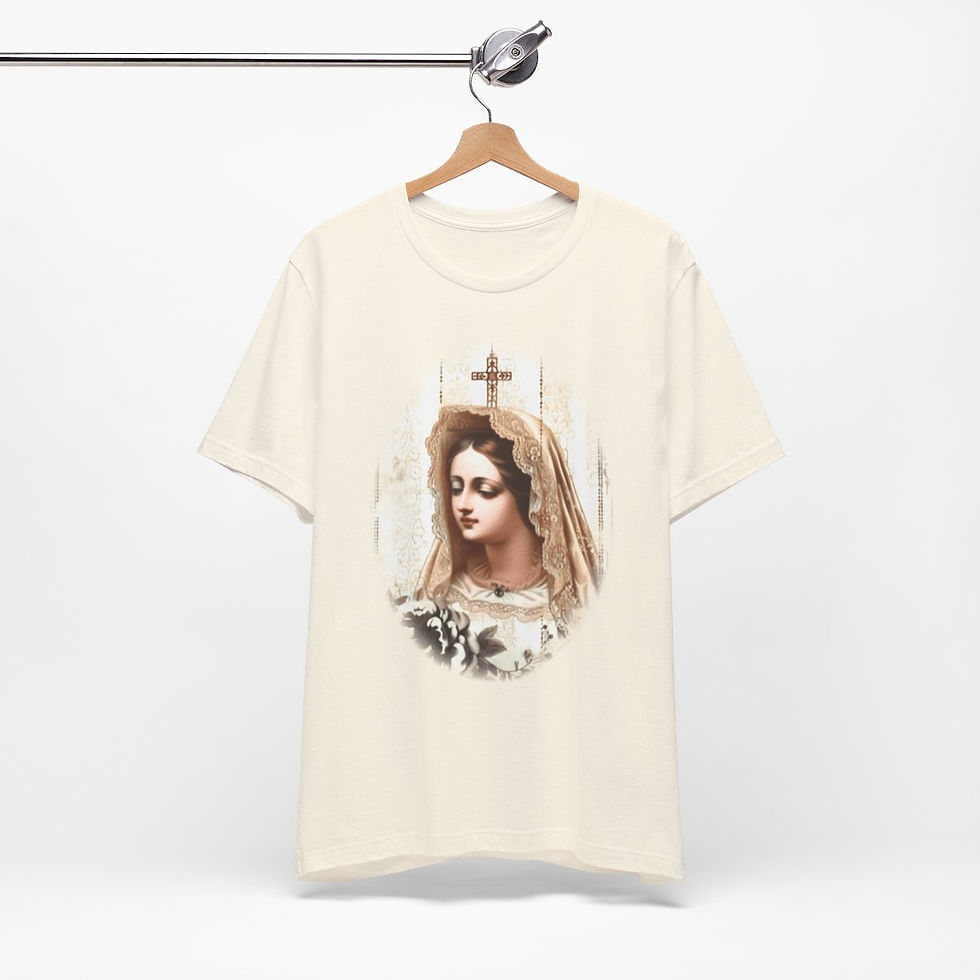 Thumbnail: Virgin Mary T-Shirt Shabby French Ave Maria Faith Art Tee Catholic Gifts