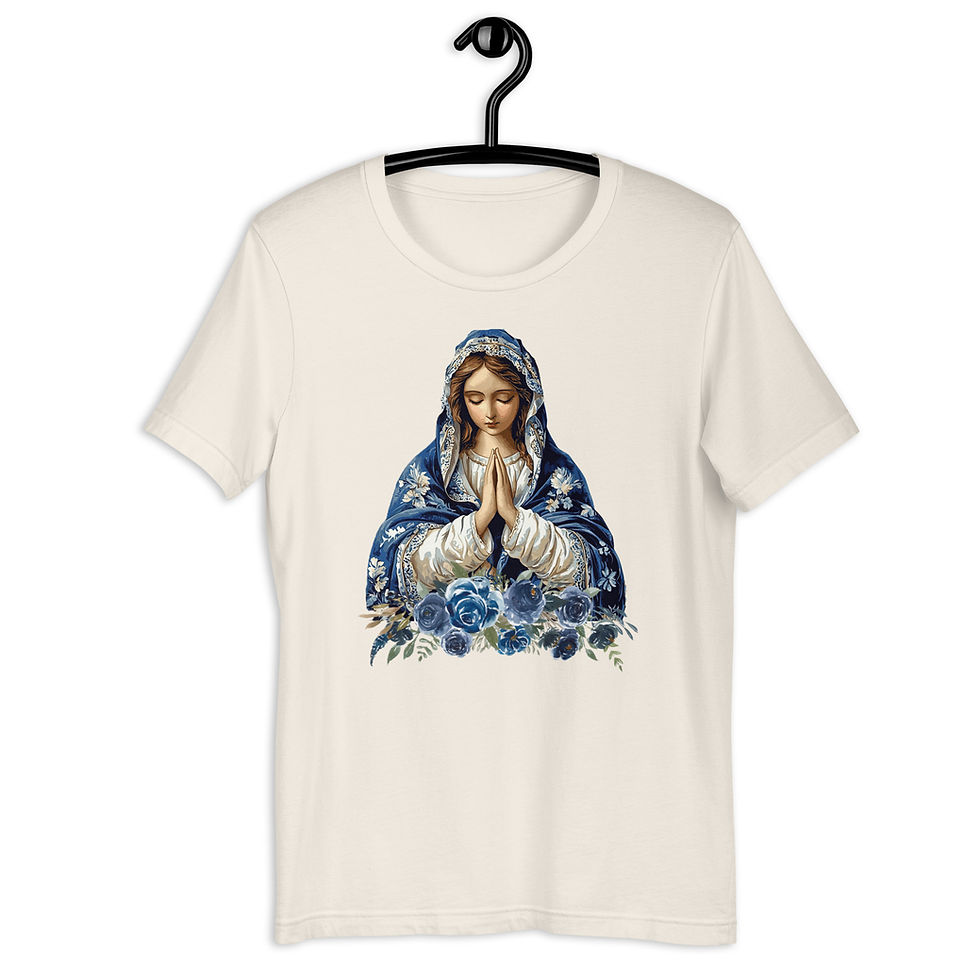 Thumbnail: Artistic Virgin Mary T-Shirt Catholic Faith Wearable Art French Mother Mary Tee