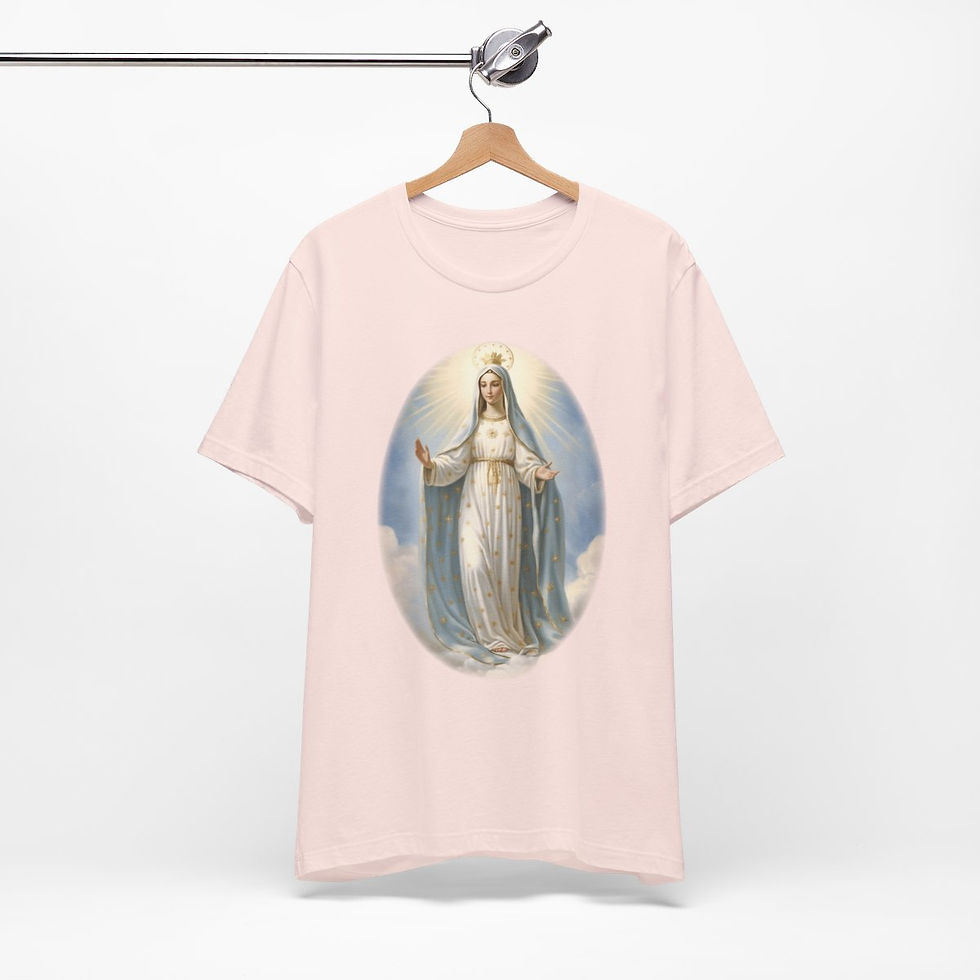 Thumbnail: Virgin Mary T-Shirt Our Lady of Grace Ave Maria Art Tee Catholic Faith Gift