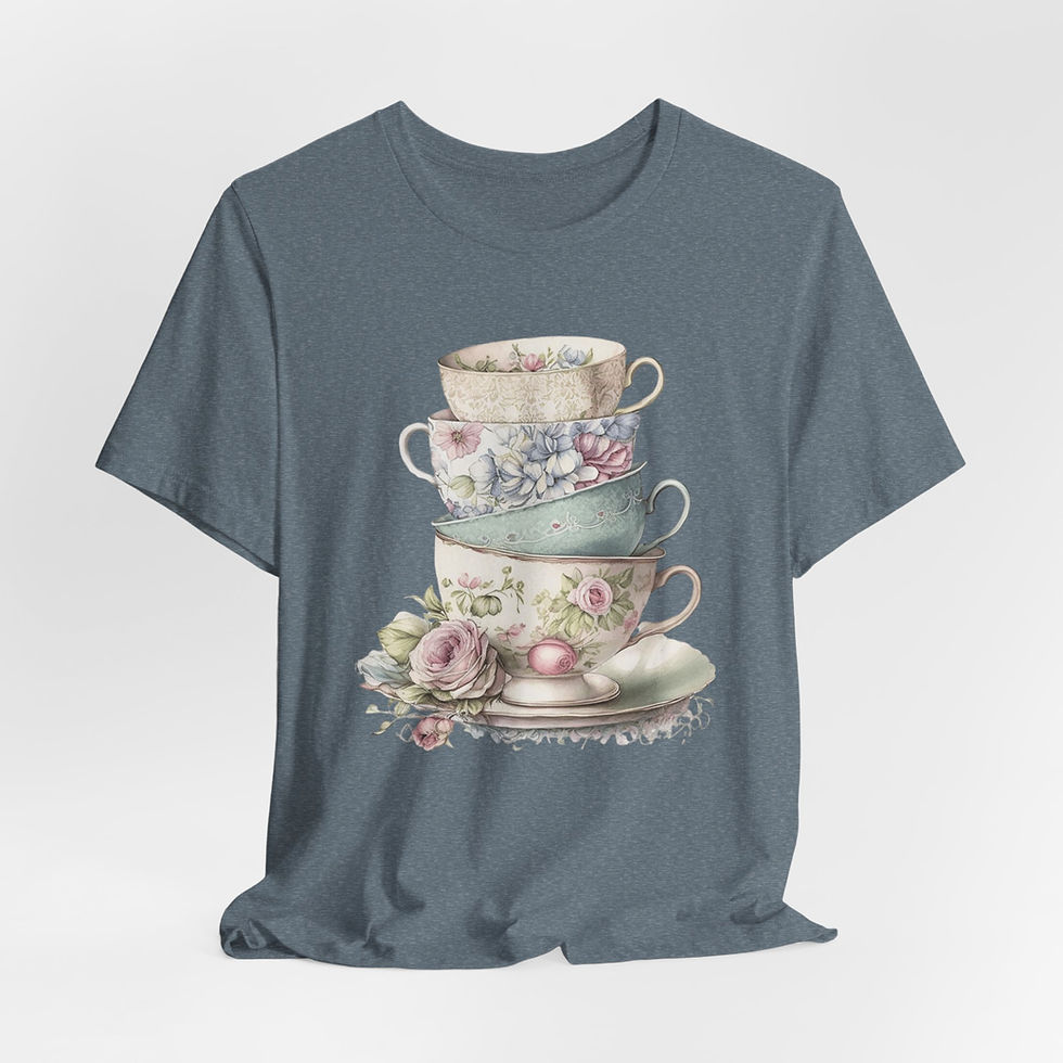Thumbnail: Artistic T-Shirt Shabby Teacups Tea Lover Gift Victorian Statement Art Apparel