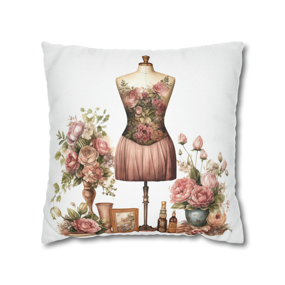 Thumbnail: White Artistic Throw Pillow cover Shabby French Victorian Roses Nostalgic decor