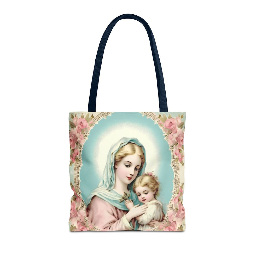 Thumbnail: Shabby Virgin Mary Tote Bag Mother Mary Madonna and Child Serene Catholic Gift