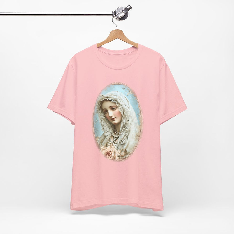 Thumbnail: Shabby Virgin Mary T-Shirt Ave Maria Religious Faith Art Tee Catholic Gifts