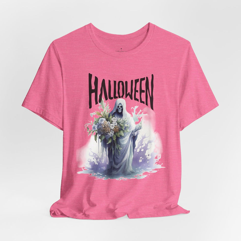 Thumbnail: Creepy Halloween T-Shirt Spooky Zombie Reaper Skeleton Art Tee Trendy Apparel