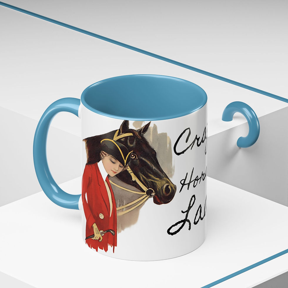 Thumbnail: Equestrian Coffee Mug Crazy Horse Lady Vintage Woman and Horse Fun Artistic Gift