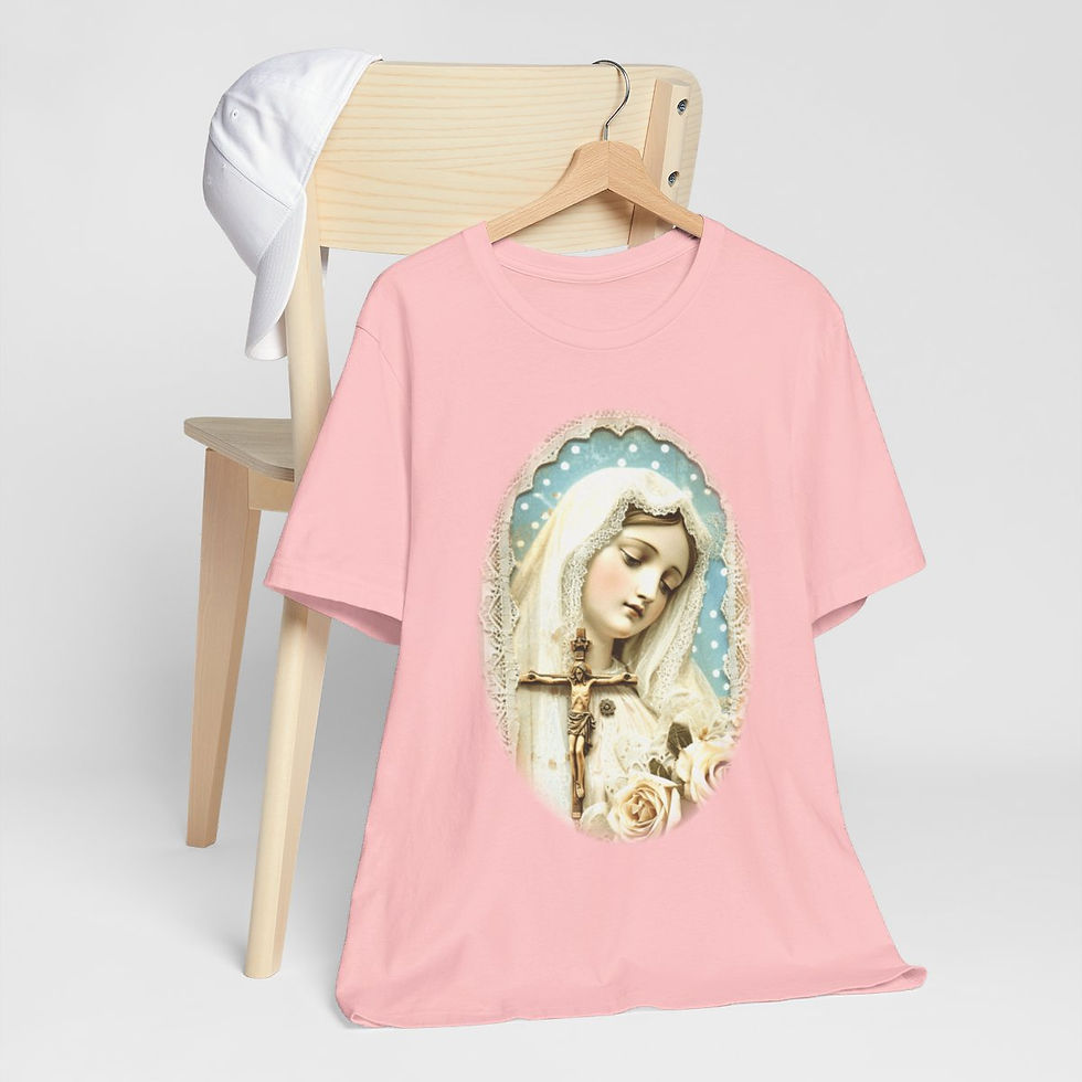 Thumbnail: Shabby Virgin Mary T-Shirt Ave Maria Religious Faith Art Tee Catholic Gifts