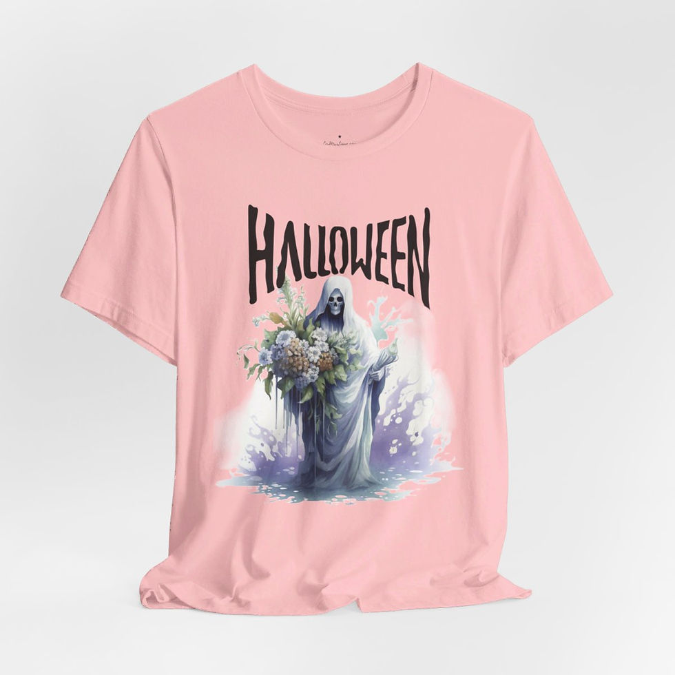 Thumbnail: Creepy Halloween T-Shirt Spooky Zombie Reaper Skeleton Art Tee Trendy Apparel