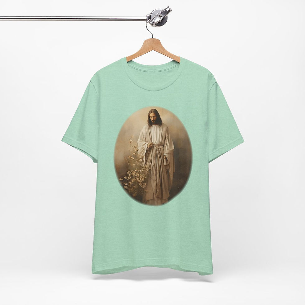 Thumbnail: Christian T-Shirt Shabby French Jesus Christ Faith Art Tee Catholic Gifts