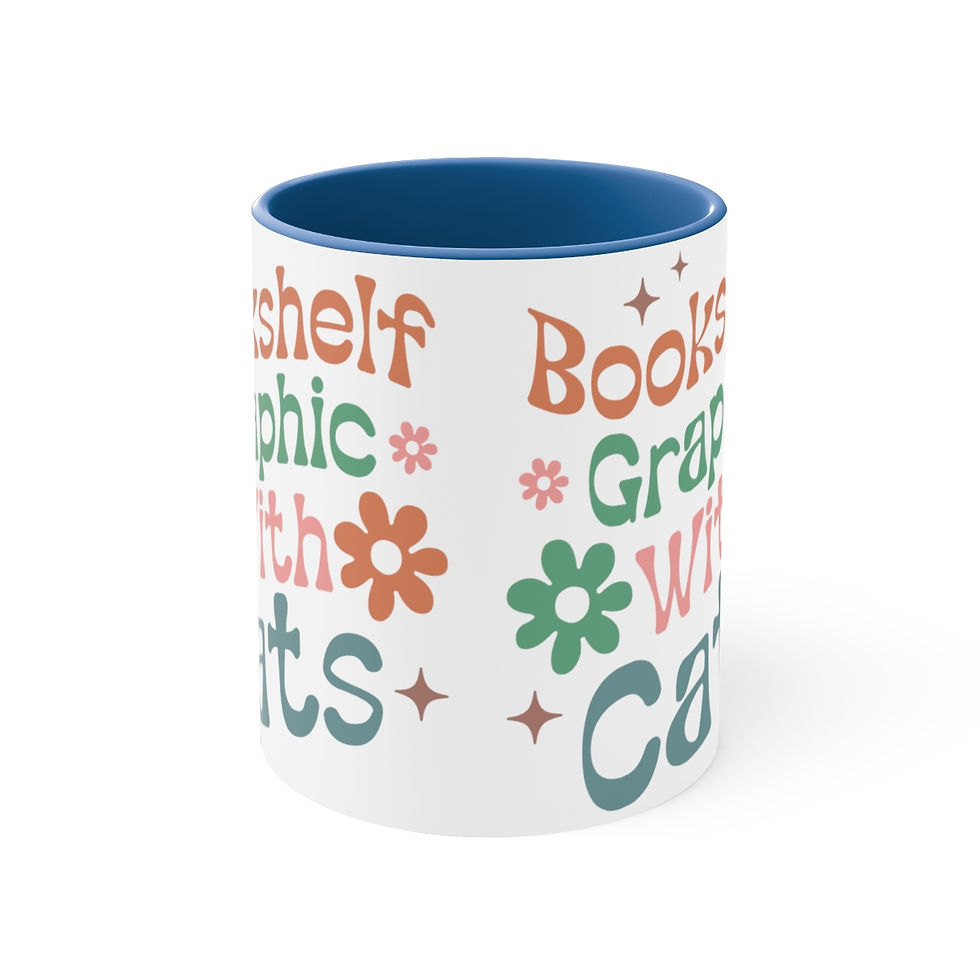 Thumbnail: Book Theme 2-tone Coffee Mug Bookshelf Graphic With Cats Reading Lover gifts