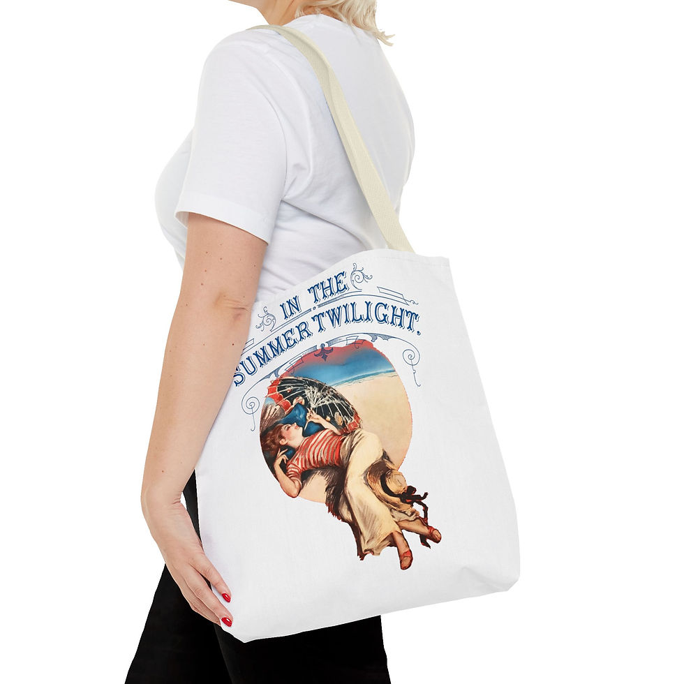 Thumbnail: Vintage Harrison Fisher Woman Art Tote Bag Summer Twilight Beachy Artistic Gift