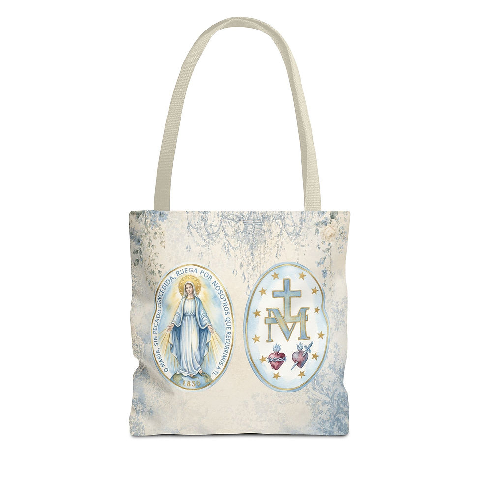 Thumbnail: Artistic Virgin Mary Tote Bag – Miraculous Medal Our Lady of Grace Catholic gift