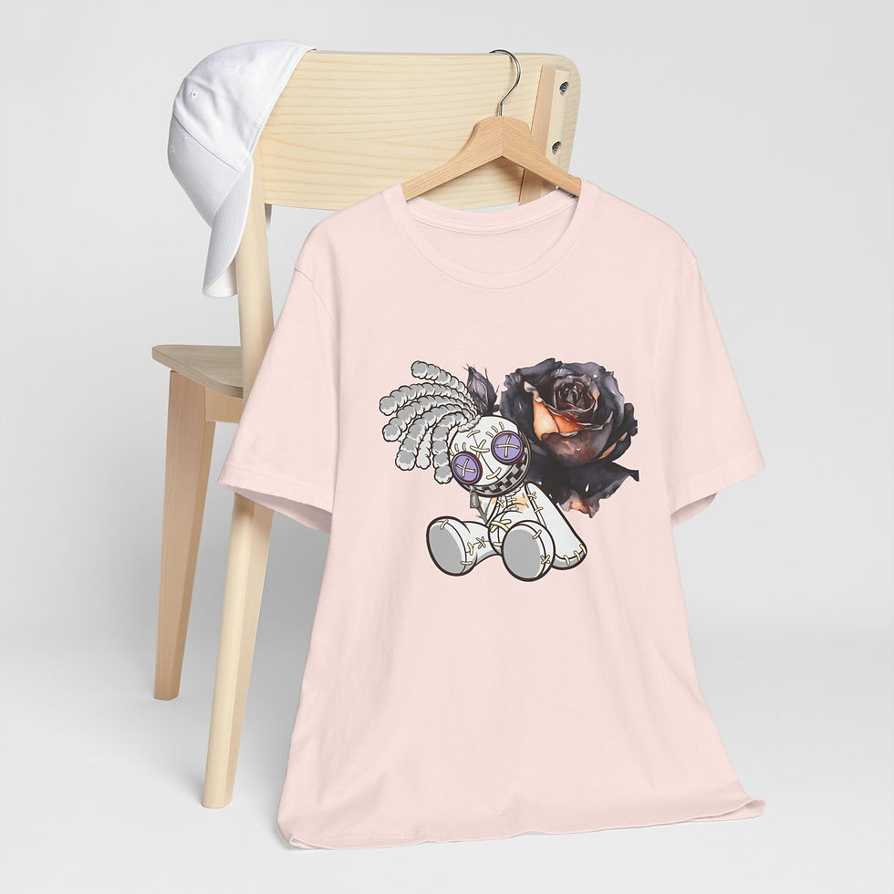 Thumbnail: Funny Metaphysical T-Shirt Voodoo Doll Black Rose Graphic Art Tee Sarcastic Gift