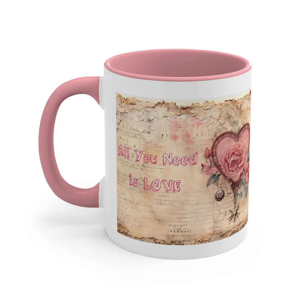 Thumbnail: Shabby Coffee Mug All You Need is Love Vintage Valentine's Mug Thoughtful gifts