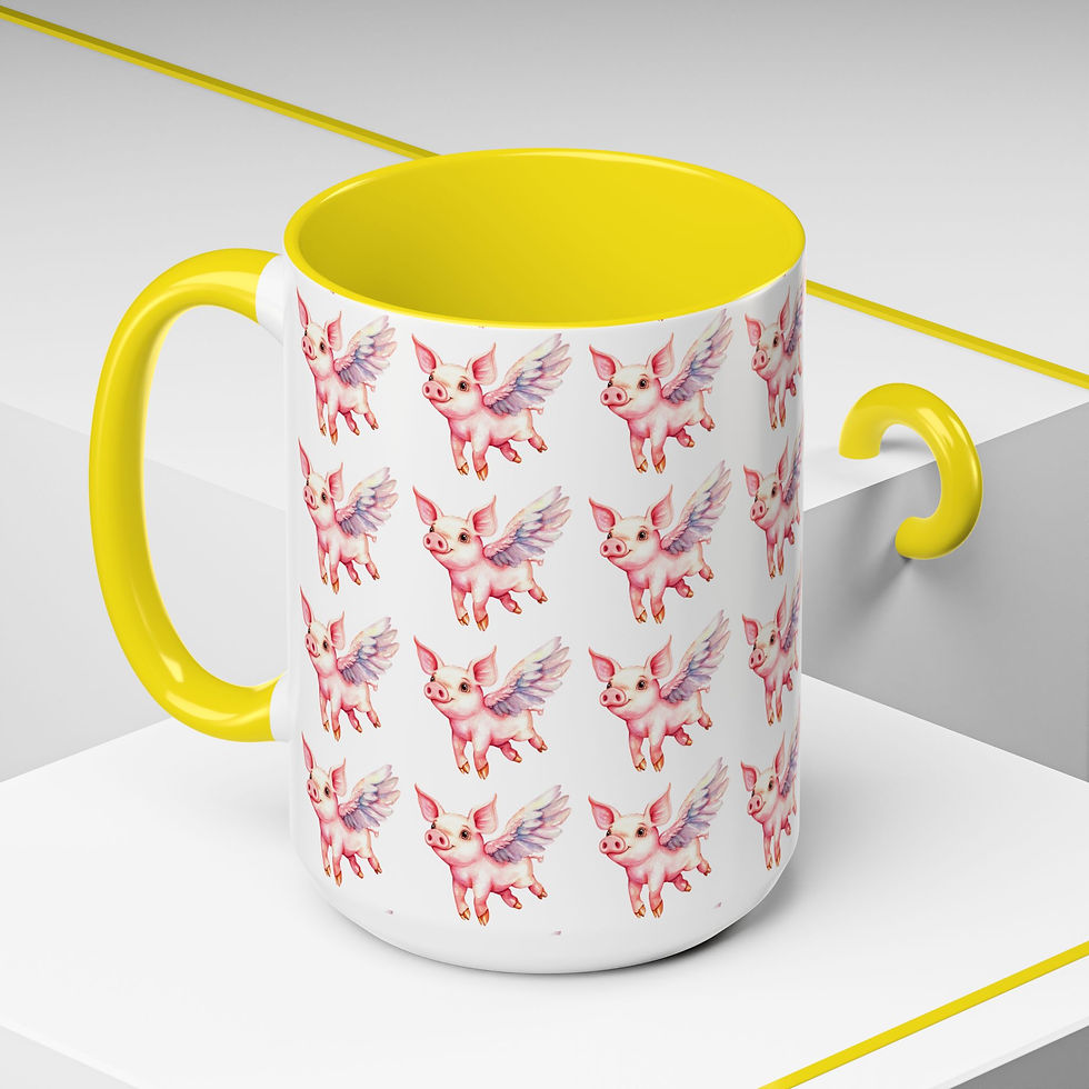 Thumbnail: Pig Lover Coffee Mug Flying Pig with Wings Angel Pig Artistic Gift 