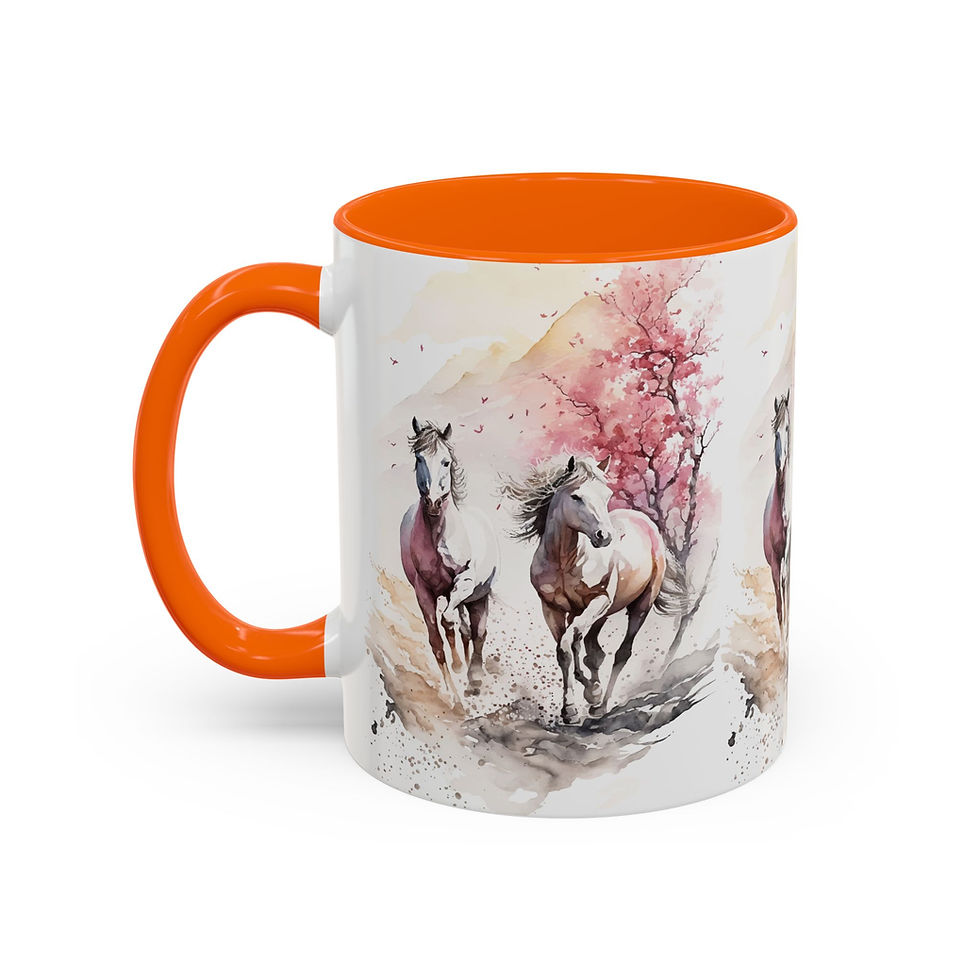 Thumbnail: Artistic Wild Horses Coffee Mug Farmhouse Art Kitchen Decor