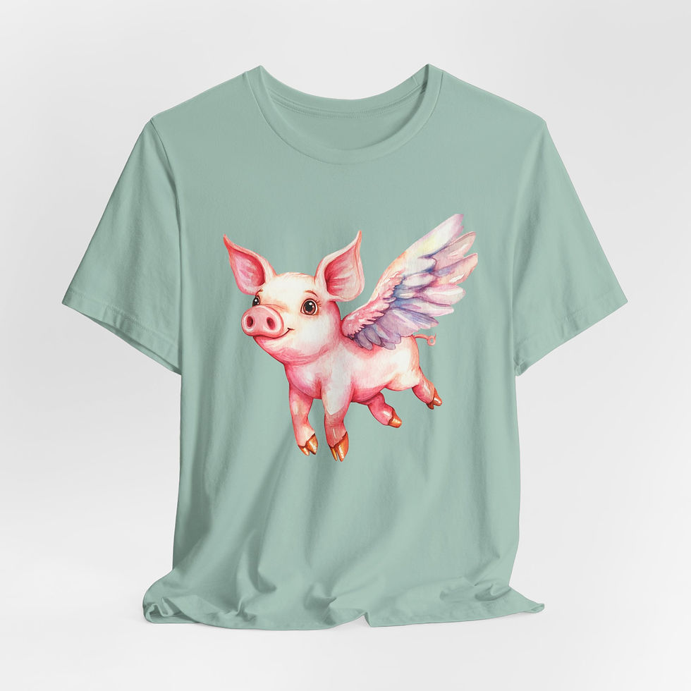 Thumbnail: Pig Lover T-Shirt Flying Pig with Wings Shabby Farmhouse Art Tee Artistic gift