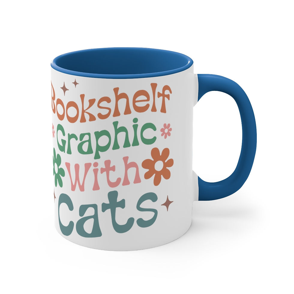 Thumbnail: Book Theme 2-tone Coffee Mug Bookshelf Graphic With Cats Reading Lover gifts