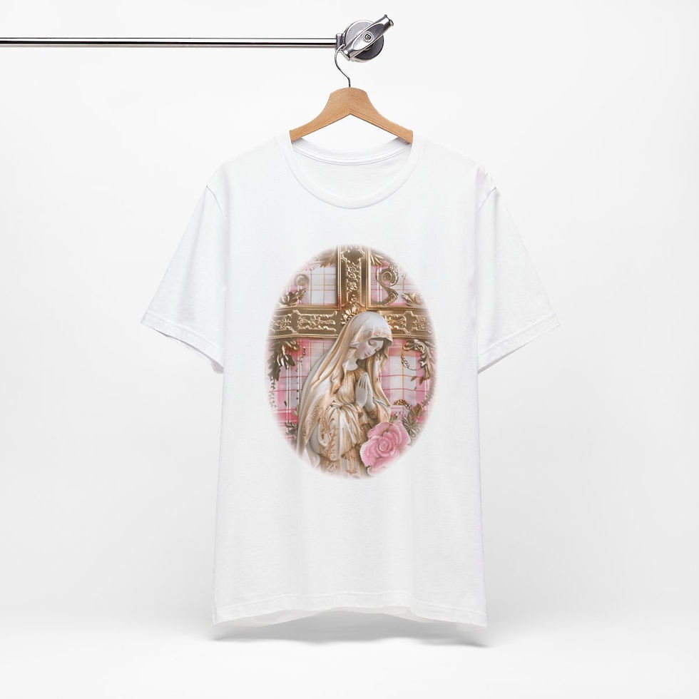 Thumbnail: Shabby Virgin Mary T-Shirt Ave Maria Religious Faith Art Tee Catholic Gifts