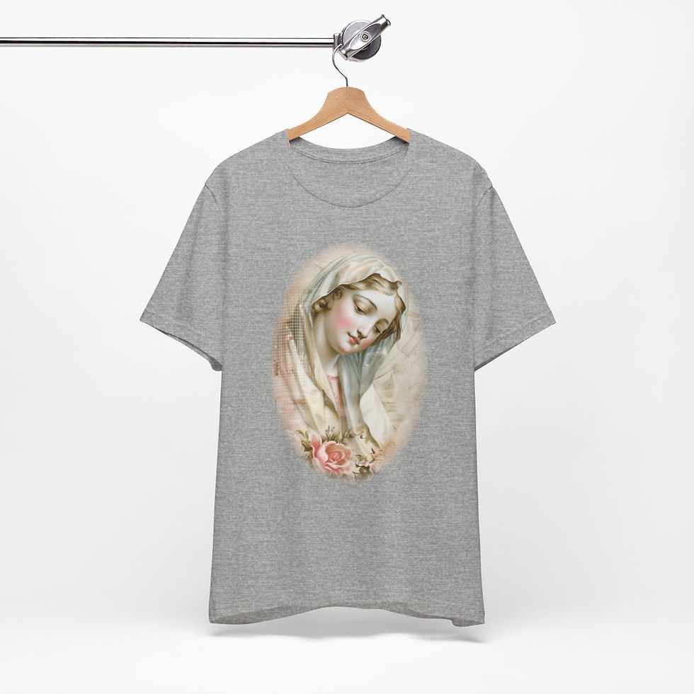Thumbnail: Shabby Virgin Mary T-Shirt Ave Maria Religious Faith Art Tee Catholic Gifts