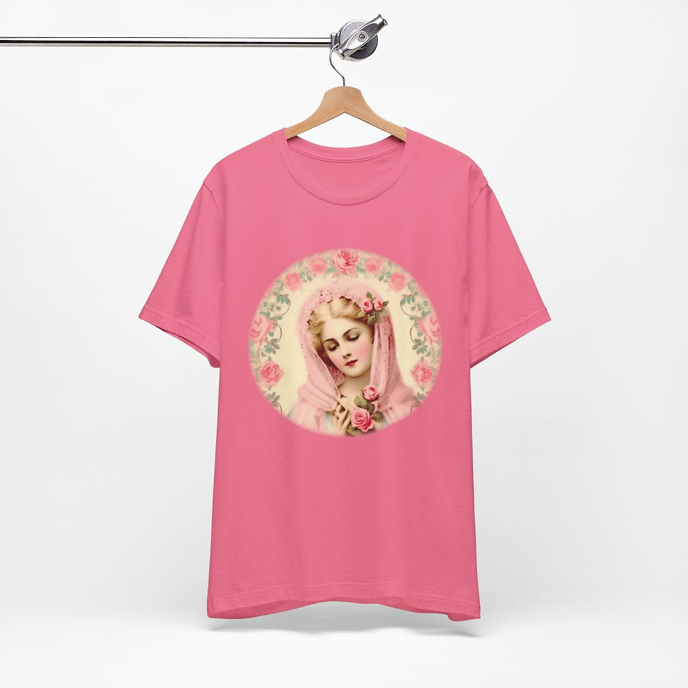 Thumbnail: Virgin Mary T-Shirt Shabby French Madonna Ave Maria Art Tee Catholic Faith Gifts